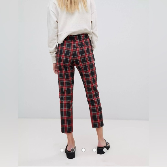 Asos Pimkie tartan print plaid trousers M - Picture 2 of 9